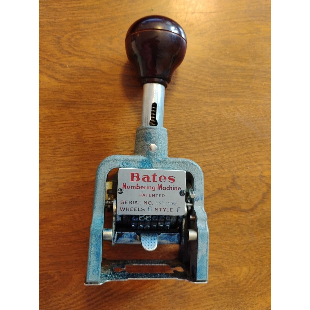 Vintage BATES NUMBERING‎ MACHINE 6 Wheels Style E Stamper